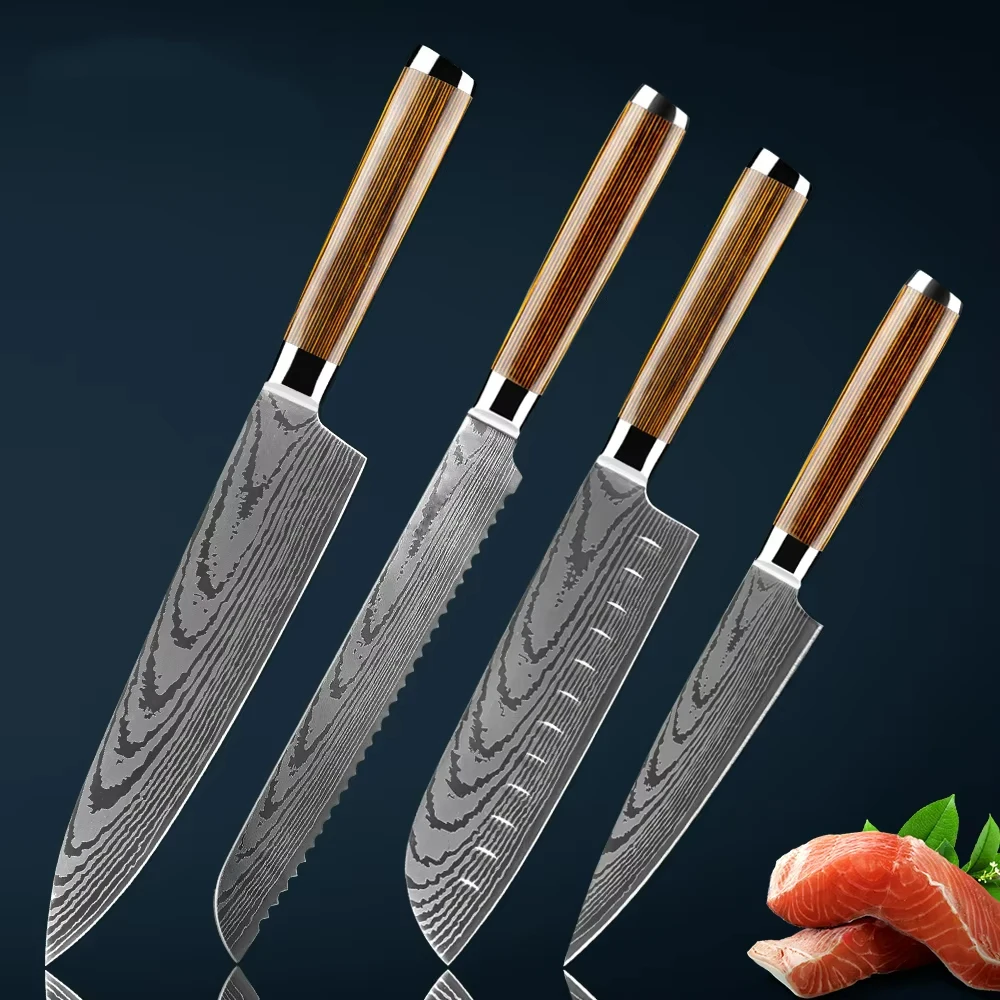 Quality Guaranteed Home Kitchen Knife Japanese 7cr17 High-grade Stainless Steel Chef Knife Santoku Bread Paring Cooking Tools CN