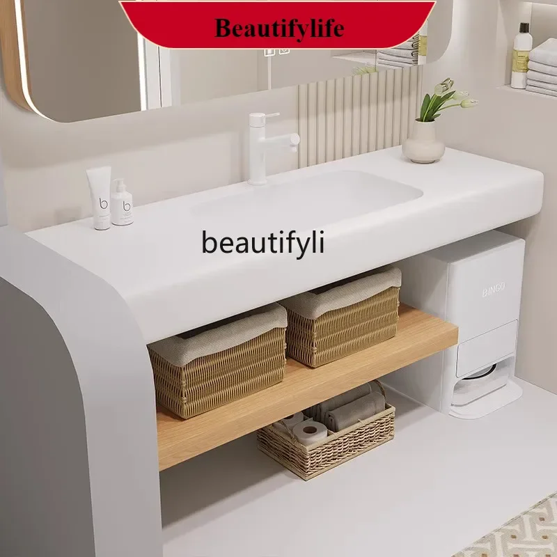 

F185 Integrated bathroom cabinet combination solid wood bathroom simple modern washbasin hand basin
