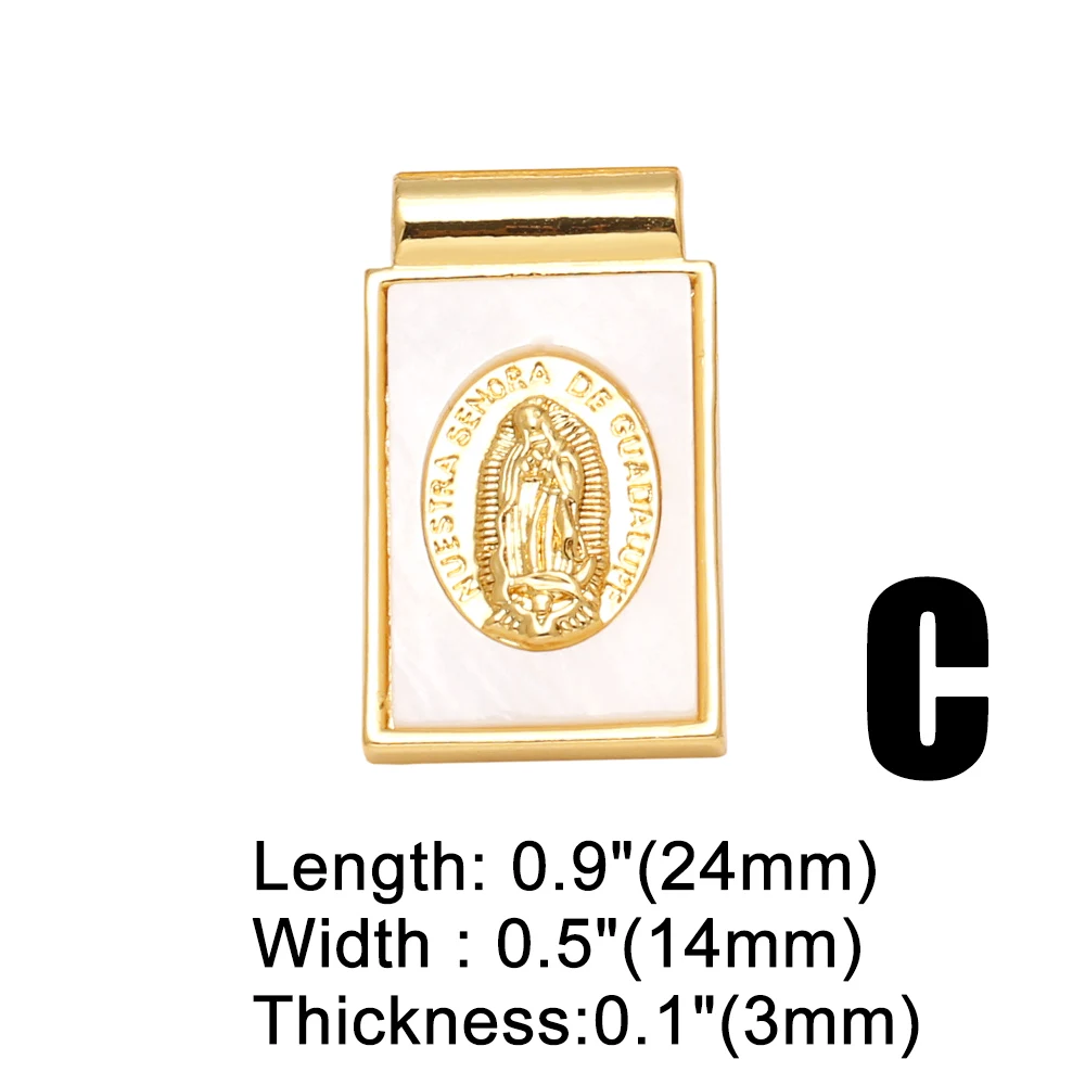 OCESRIO Fashion Shell Virgin Mary Pendant for Necklaces Copper Gold Plated Pearl San Benito Jewelry Making Component pdtb663