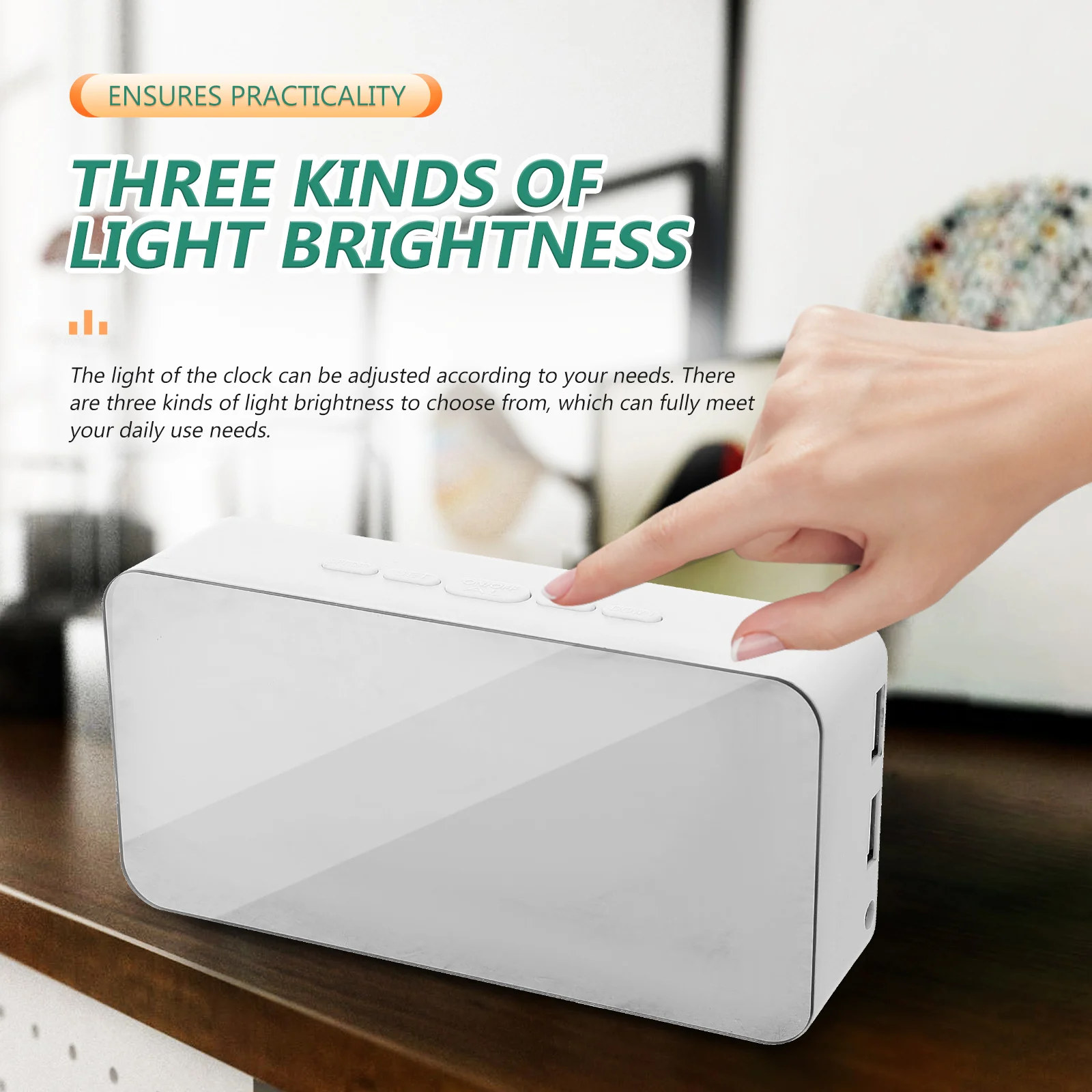 

LED Color Changing Clock Digital Electronic Desk Alarm Home Plastic Decorative Brightness Adjustable Large Numbers Clear Display