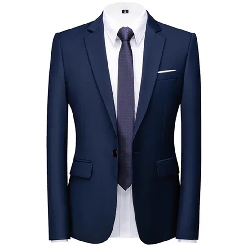 2023 Fashion New Men\'s Casual Boutique Solid Color Suit Coat / Men\'s Slim Fit High Quality Business Groom Wedding Blazer Jacket