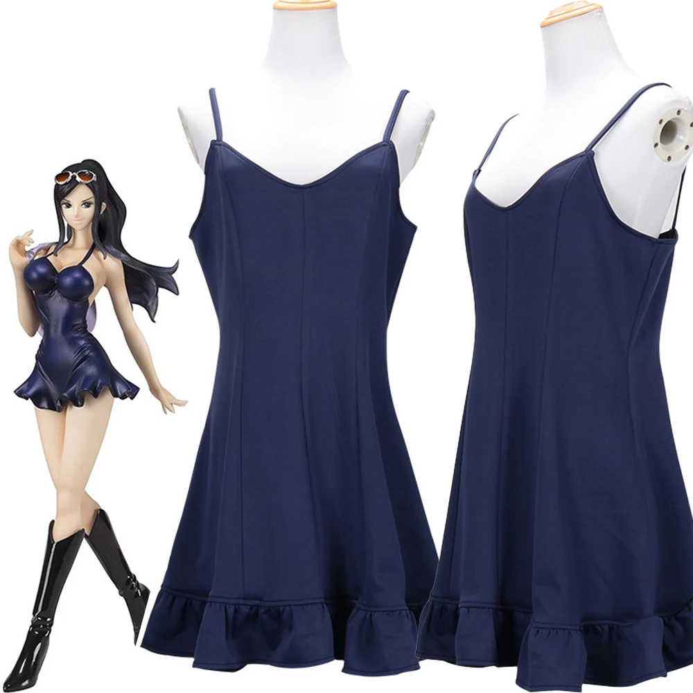 Anime Nico Robin Cosplay Costume Miss Allsunday Sexy Woman Blue Sling Dress Dressrosa Arc Pirate Hunter For Halloween Party