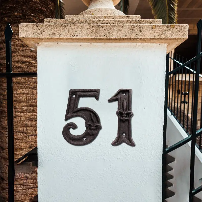 Metal Digital Numbers Cast Iron House Sign Plaque Door Plate DIYs 0-9 Hotel Home Cafe Wall Decor Creative Address Door Numbers