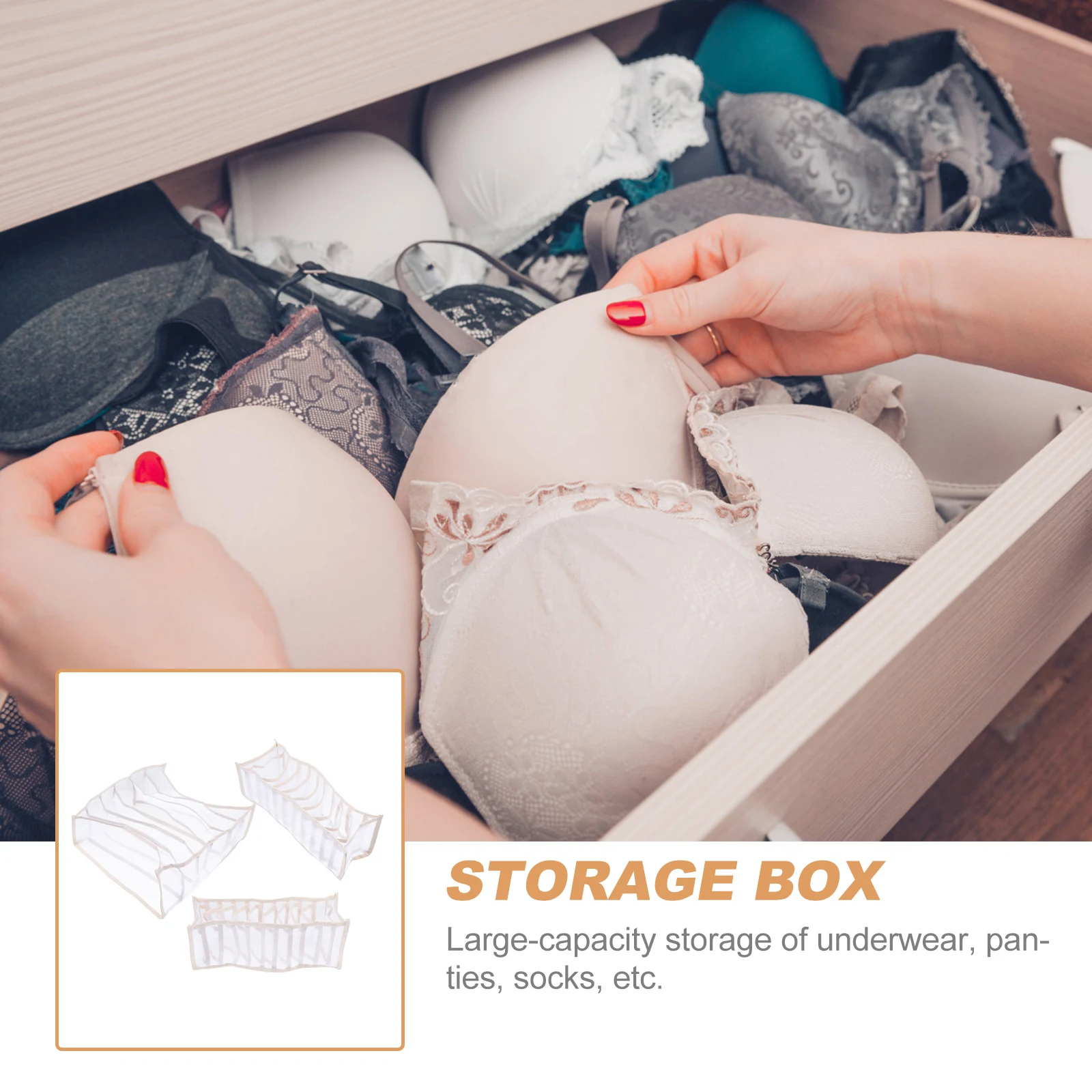 

3pcs Foldable Cloth Storage Boxes Underwear ganizer Bra Holder Wardrobe Containers Desktop Drawers Socks Panties Hygienic