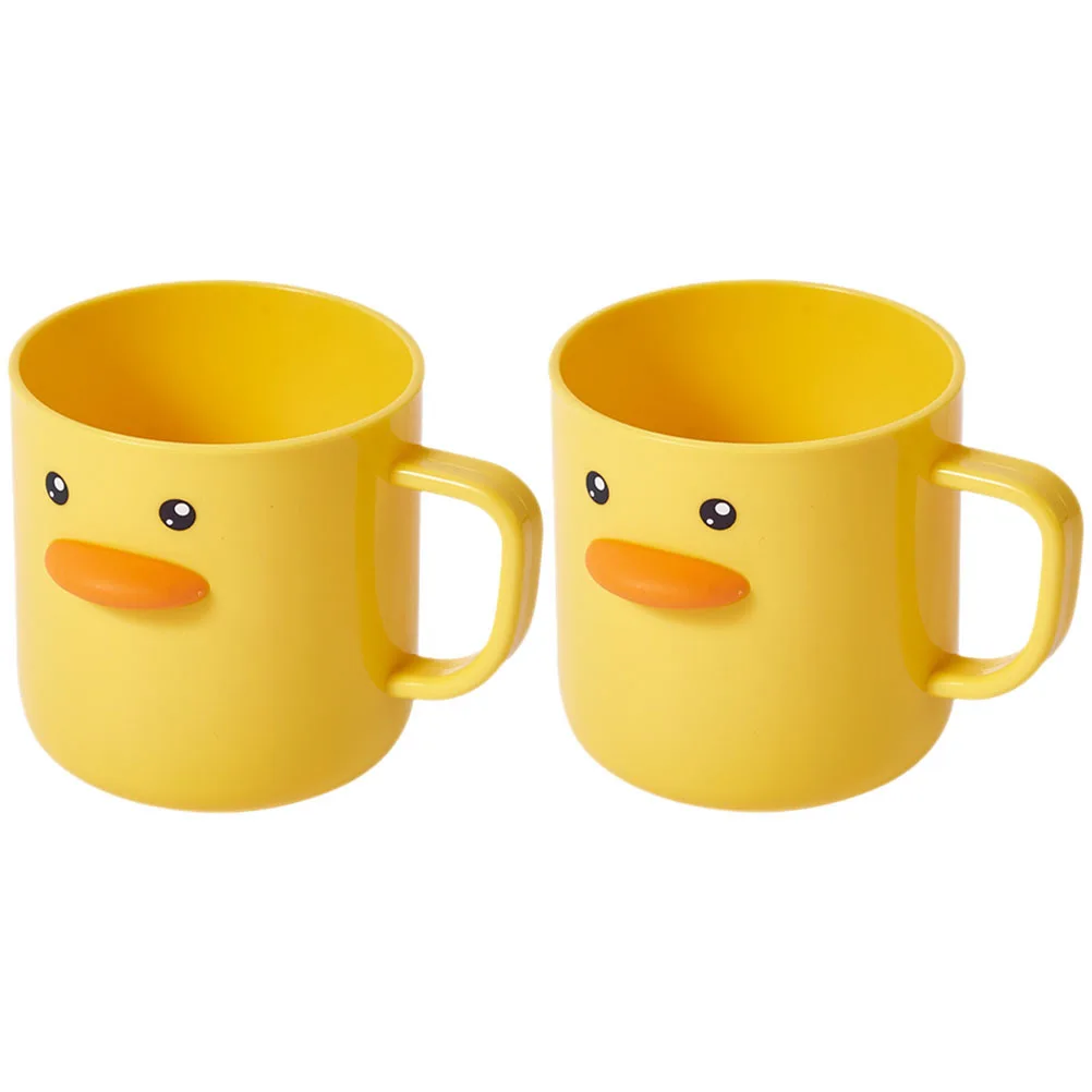 

2pcs Children Toothbrush Cups Cute Duck Shape Plastic Bathroom Mugs Toothbrush Holder Reusable Drinking Cup For Home Travel