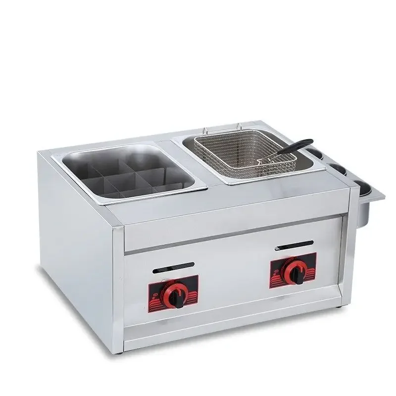 

6L Double cylinder fryer commercial stainless steel gas fried multi-function oven french fries fried chicken deep fryer