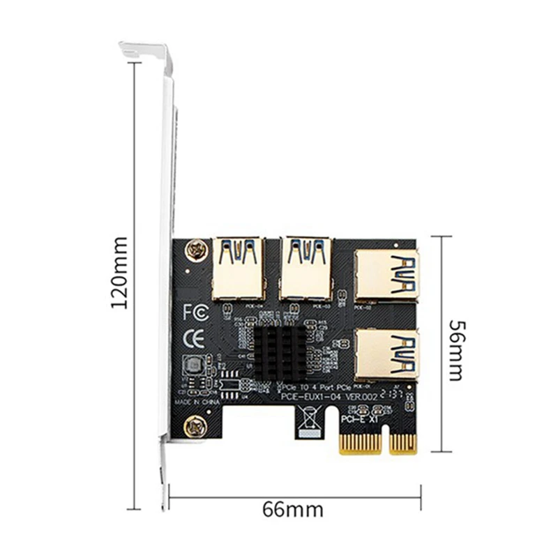 Adaptador PCI-E a PCI-E de 1 a 4, extensor PCIE USB 3,0 de 1X a 16X con tarjeta elevadora especial de minería V013 Pro para vídeo GPU