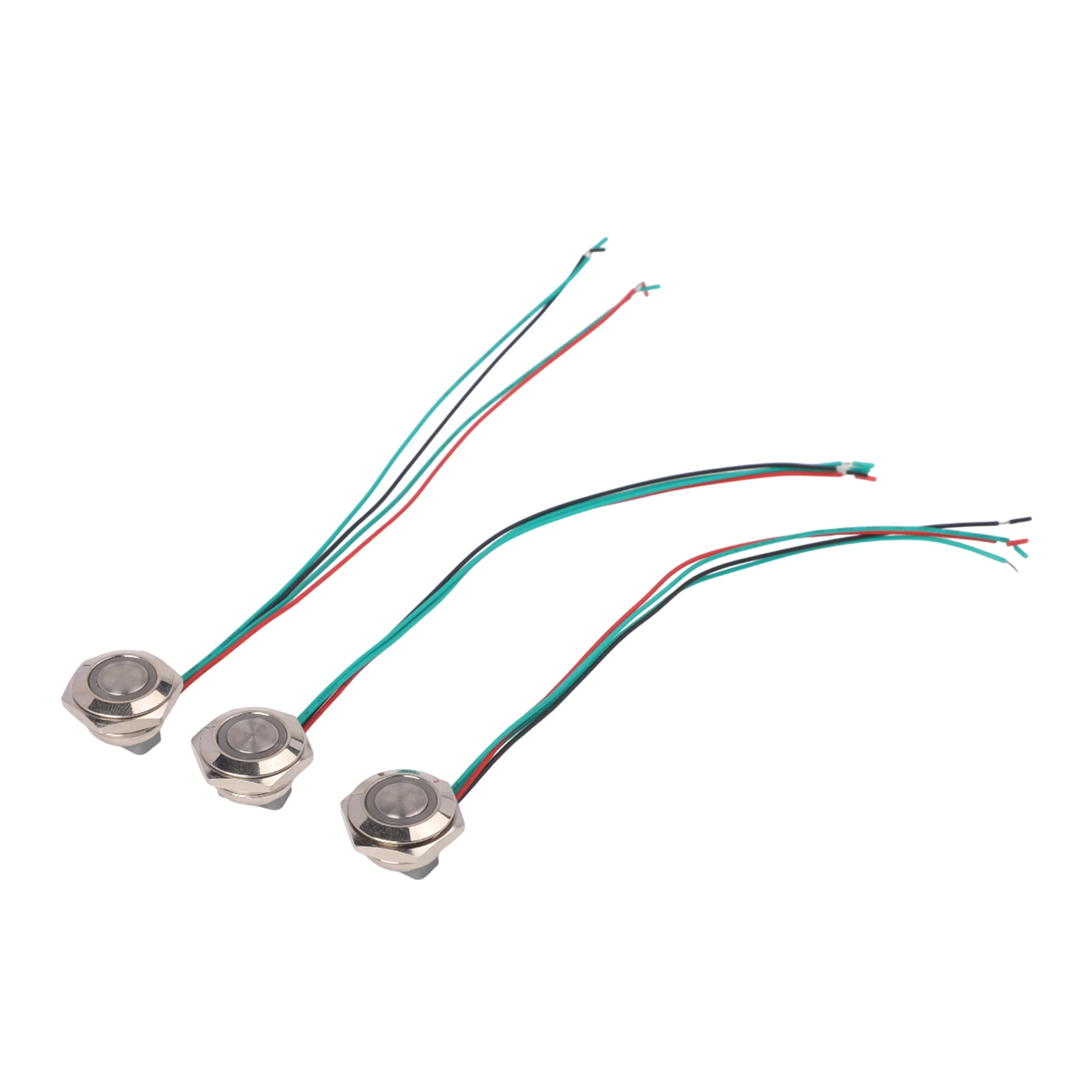 3pcs Waterproof Push Button Switches Compact 16mm Design with LED Light for Quick Connection in 12V or 24V Systems