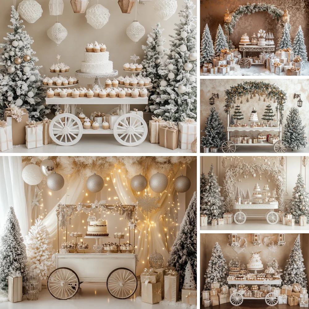 

Candy Stand Backdrops Xmas Snowy Kids Baby Portrait Photography Family Photocall Christmas Forest Snowflake Background