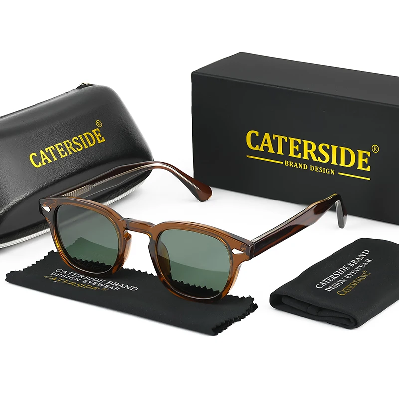 

Caterside Retro Round Men Sunglasses Punk Brand Designe Small Frame Sun Glasses Women Fashion Travel Business Party Glasses Case