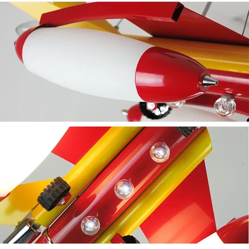 غرفة الأطفال الحديد الطائرات قلادة ضوء Led 110 فولت-220 فولت E14 LED مصباح الصبي قلادة أضواء لغرفة الطعام الحديثة معلقة #5