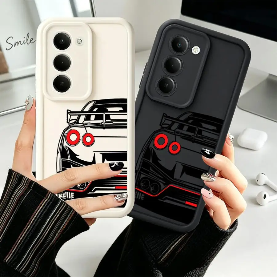 Phone Cover Case for Samsung Galaxy A51 A73 A56 A12 A13 A15 A16 A71 A72 A23 A34 A35 A36 A53 A54 A26 A32 White JDM Car