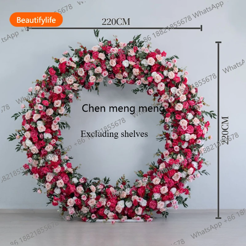 2M Rose Colored Artificial Rose Arch Flower Party Decoration Iron Art Arch Fake Flower Wedding Stage Background Arrangement A50
