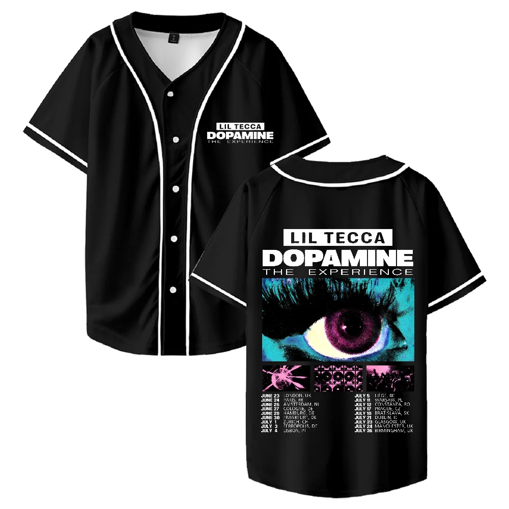

Lil Tecca Dopamine The Experience Tour Baseball Jersey Fashion Streetwear 3D Print Summer V-neck Short Sleeved Casual Clothes