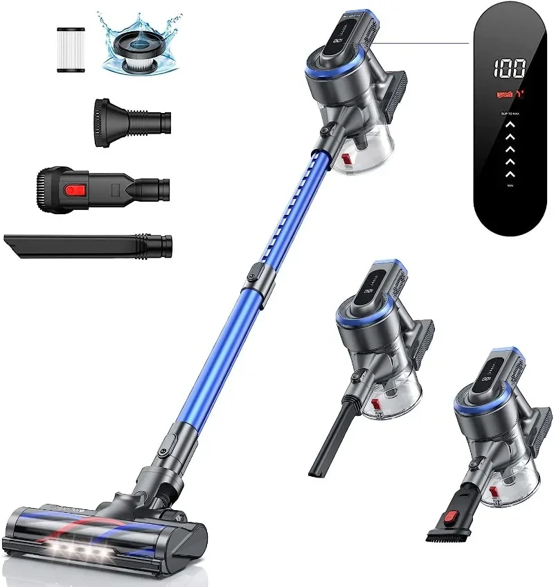 

HONITURE Cordless Vacuum Cleaner 450W/38KPa Powerful Stick Vacuum Cleaner with LCD Touch Screen, 55Min Runtime Battery