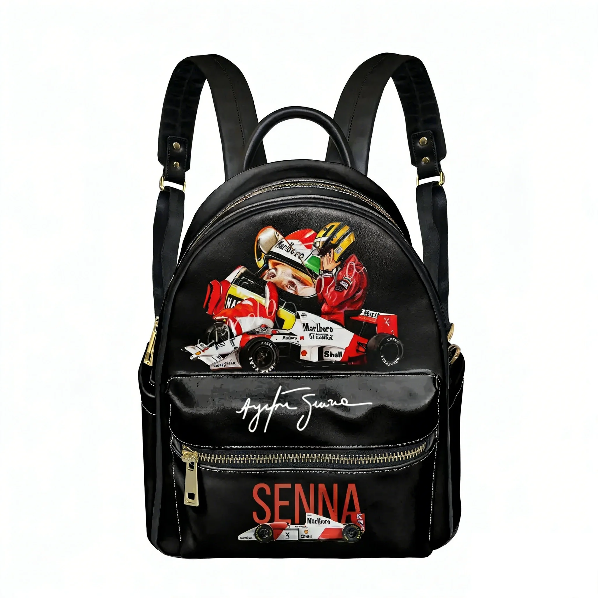 Ayrton Senna Racing Graphics Backpack Womens Men Personalized Double Shoulder Bag Business Travel Bookbag Rucksack Gift Daypack