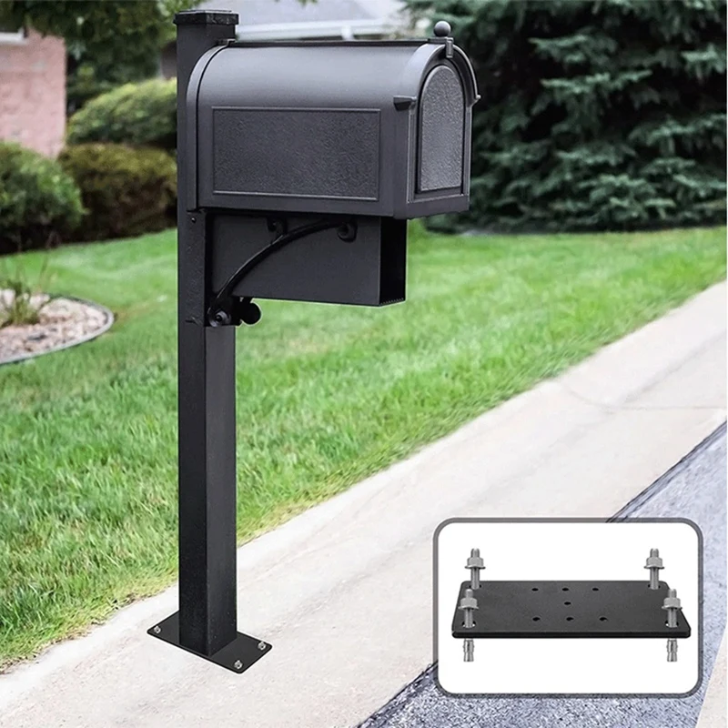 2 PCS Heavy Duty Patio Column Base Plate Fence Column Base Black Metal Anchor Plate Patio Column Base Connector