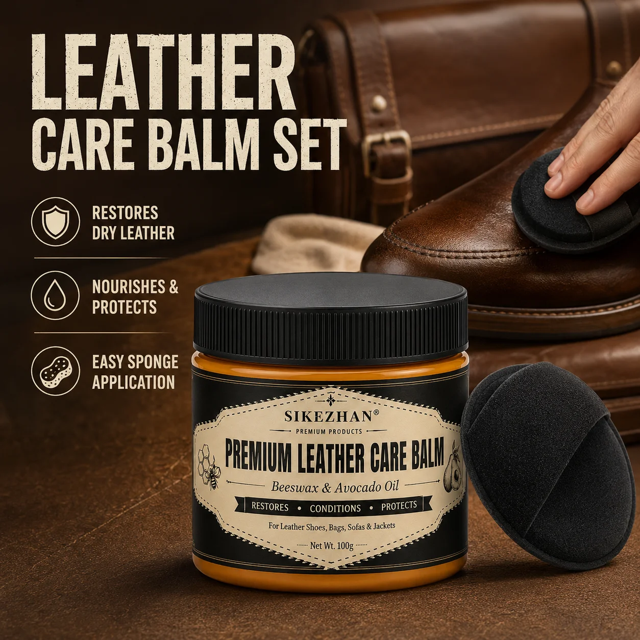 Sneaker Leather Care - Baume d'entretien premium pour cuir 500g,