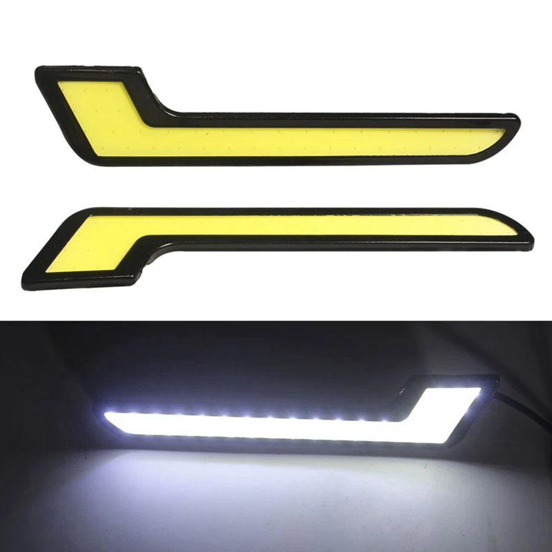 A024-1Pair High Power L-Shape COB DRL Car LED Daytime Running Lights Fog Lamp White DC12V