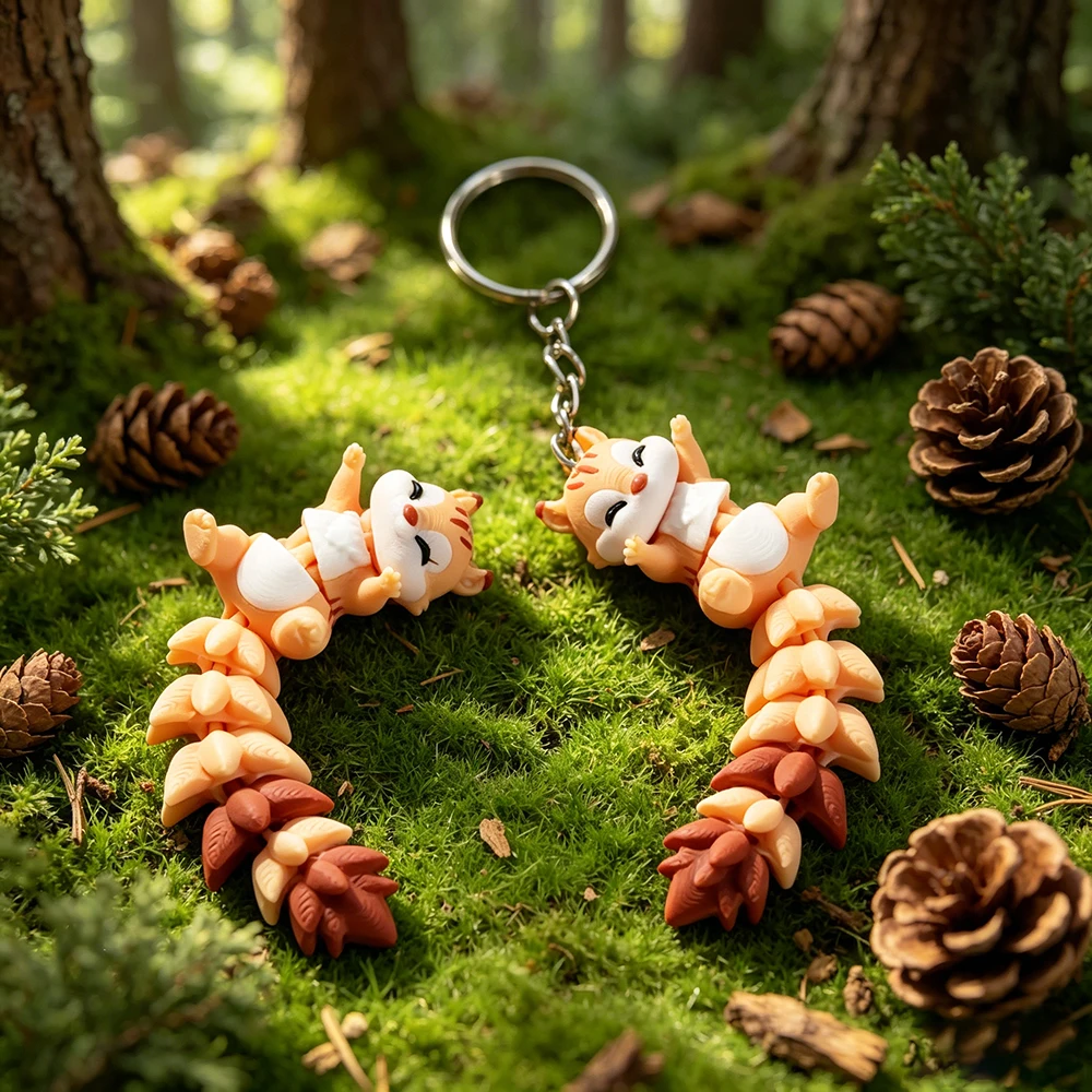 3d Printed Cute Squirrel Keychain, Durable Pla Plastic, Suitable For Backpacks, Cars, Etc., Suitable For Various Festivals