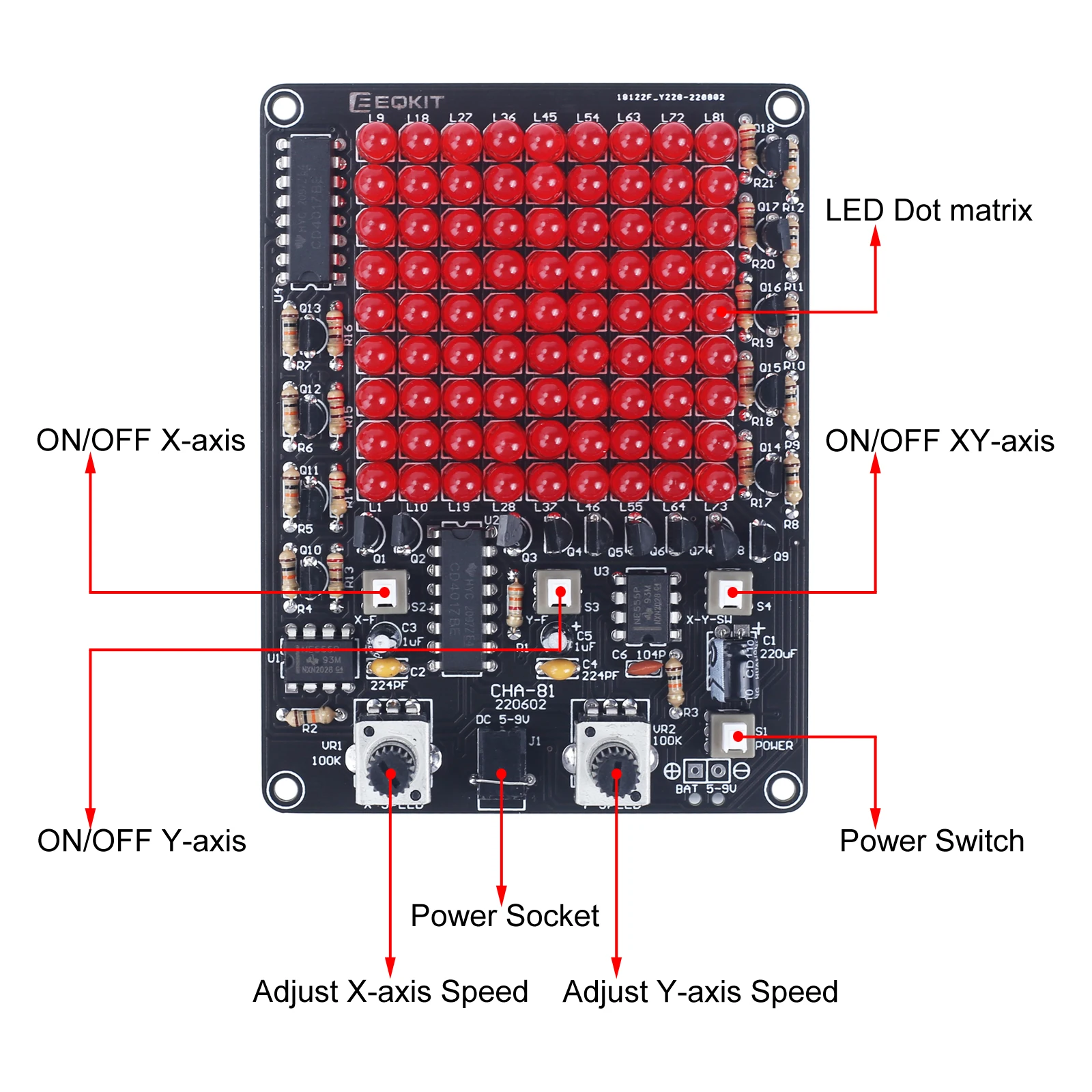 DIY LED Electronic Kit CHA-81 DC4.5-9V LED Tracking Light Game Soldering Project Practice Follow Spot USB/Battery Power Supply