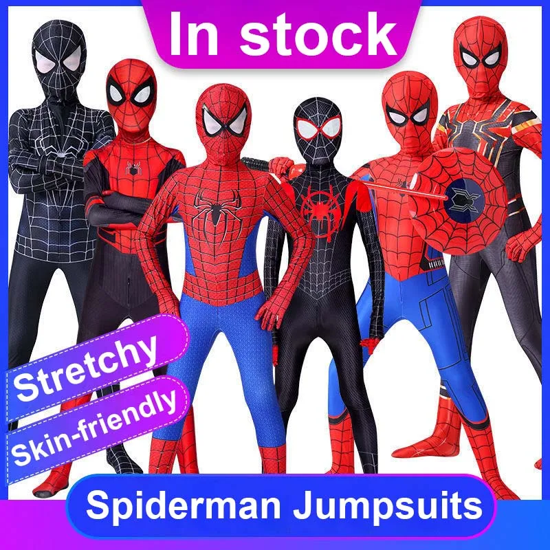 New Miles Morales Far From Home Cosplay Costume Zentai Spiderman Costume Superhero Bodysuit Spandex Suit for Kids Custom Made