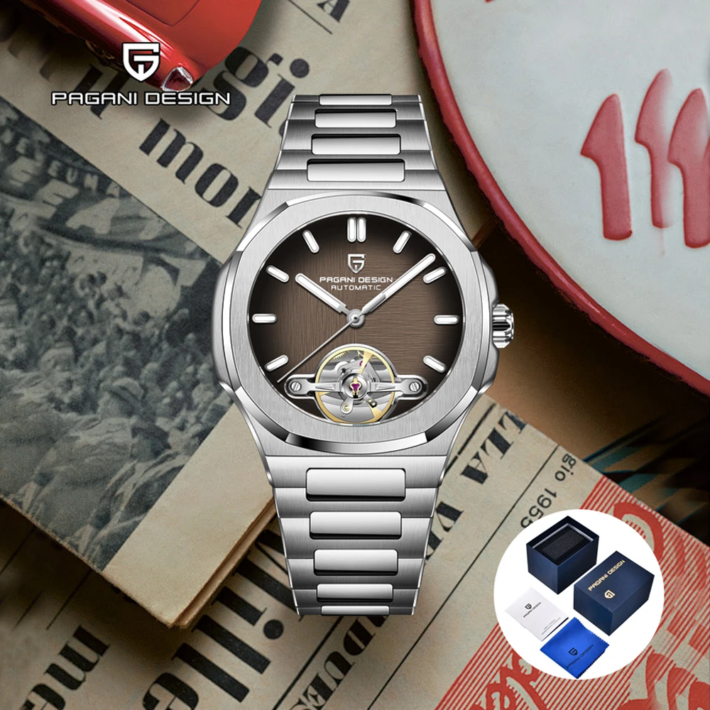 

PAGANI DESIGN Tourbillon Мужские часы Роскошные автоматические часы Мужские механические наручные часы AR Сапфировое зеркало Водонепроницаемая подарочная коробка