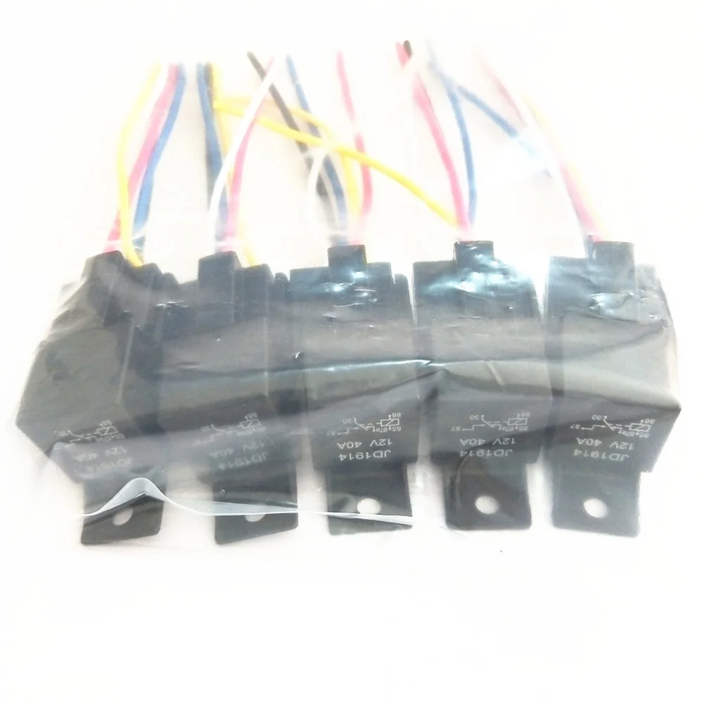 5pcs 40A 12V 24V DC Automotive Relay With Socket Black 5PIN Car Control Relay For Vehicle Applications Tools Replacement Relay