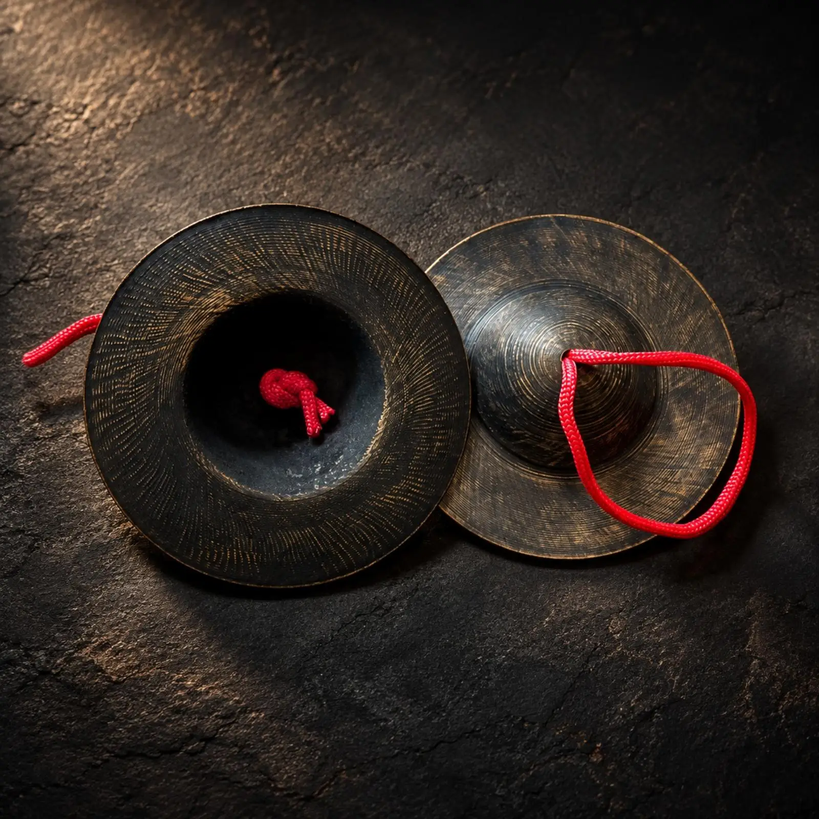 Chinese Hand Cymbal Crisp Chime Hand Percussion Cymbal with Cord Handle Bossed Bronze Cymbals Impact Resistant