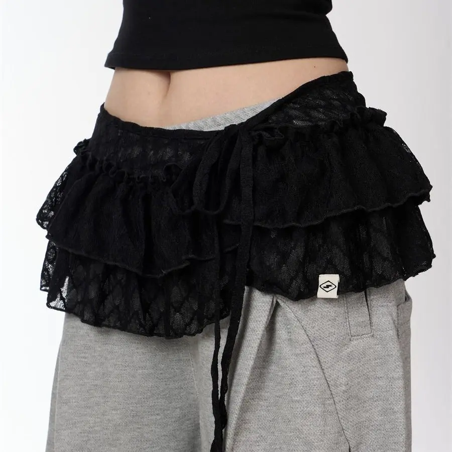 Ladies Jazz Dance Skirt Curtain Waist Seal Layering Jeans Lace Corset Belt Soft Surface Floral Embossing Spring Fashion