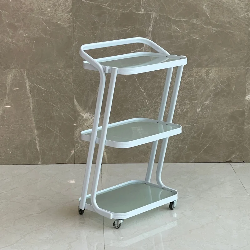 Popular 3 Layer Modern Salon Trolley Cart with Iron and Glass Frame 4-Wheel for Beauty Salon Home Office Hotel Bathroom Use