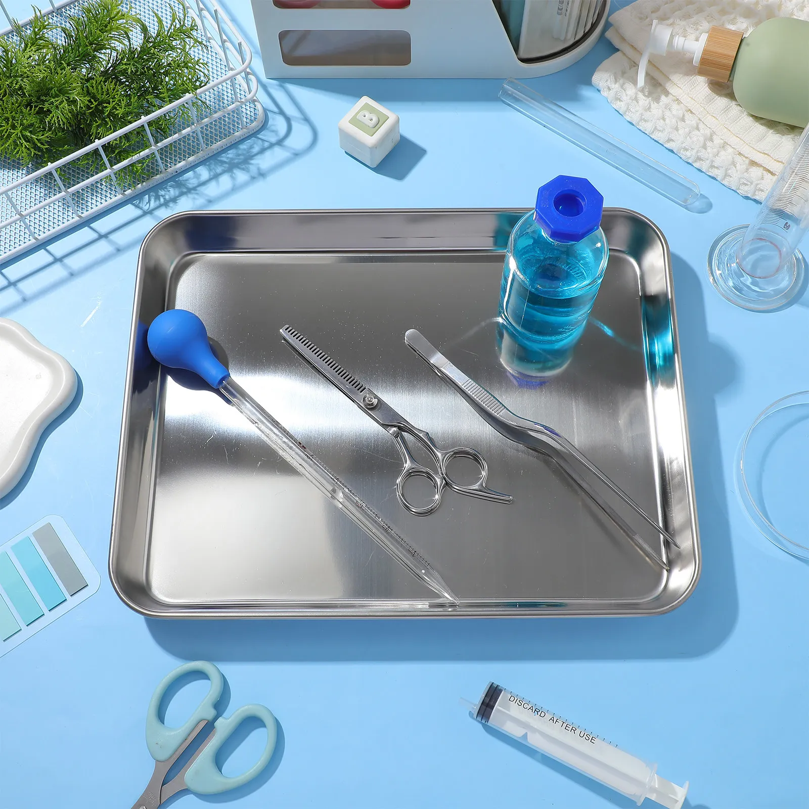 

Heavy Duty Polished Stainless Steel Tray Rectangular Flat Hospital Instrument Tray for Dentistry