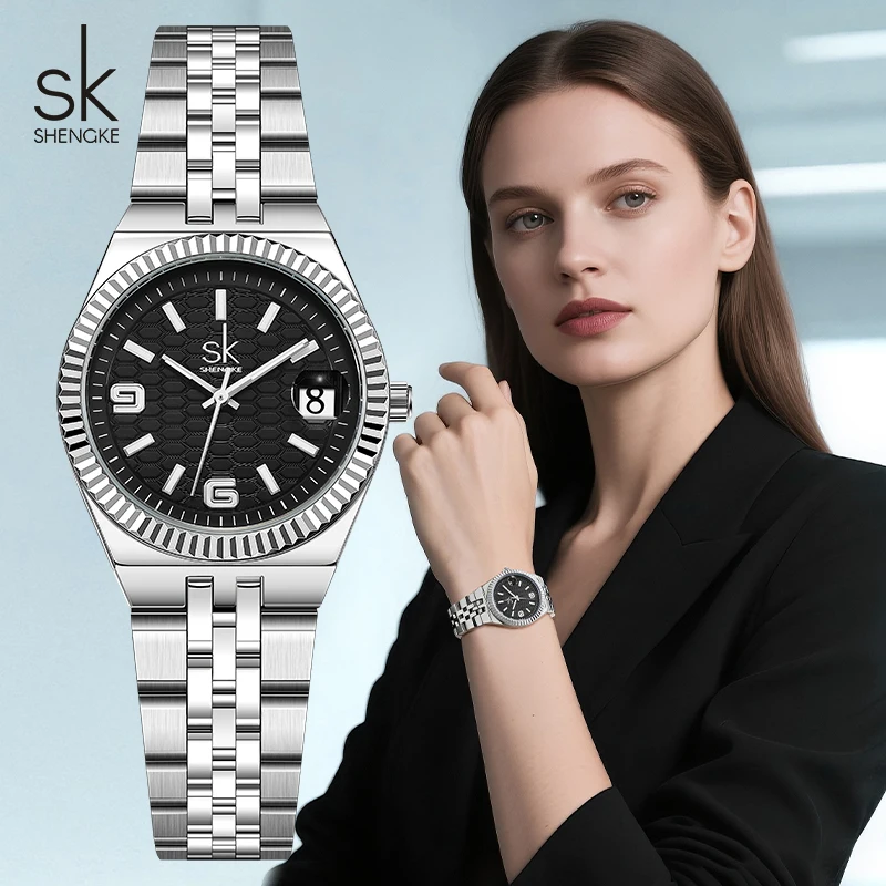 shengke-ファッションデザイン女性用腕時計トップブランドレディースクォーツ腕時計オリジナル高級スタイル最高のギフト女性用時計