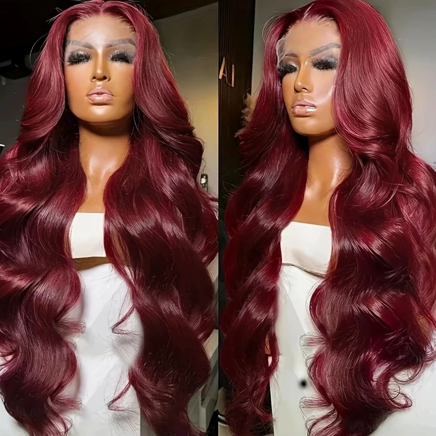 

40 50Inch 99j Burgundy Body Wave Human Hair Wigs 13x6 Hd Lace Front 100% Quality Human Hair Colored 250 Density Lace Frontal Wig