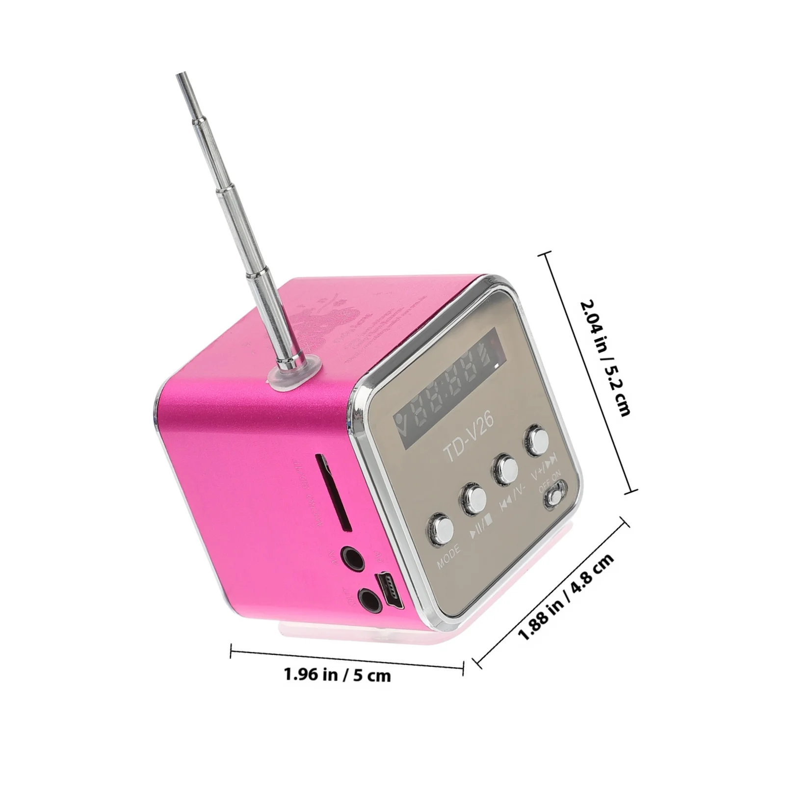 Mini Przenośny Głośnik Cyfrowy Radio MP3 Micro USB Wejście 3.5mm Wyświetlacz LED Wielokolorowe Światło Srebrny