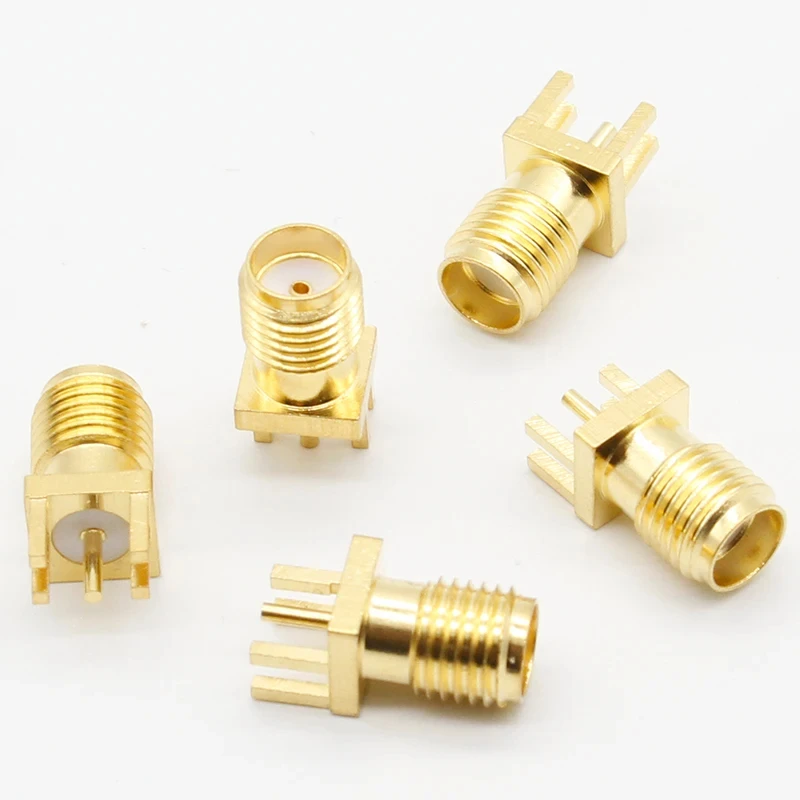 5/20/50Pcs SMA Female / Male Jack Solder 1.6mm Nut Edge Clip Straight Mount Gold Plated RF Connectors Receptacle Solder
