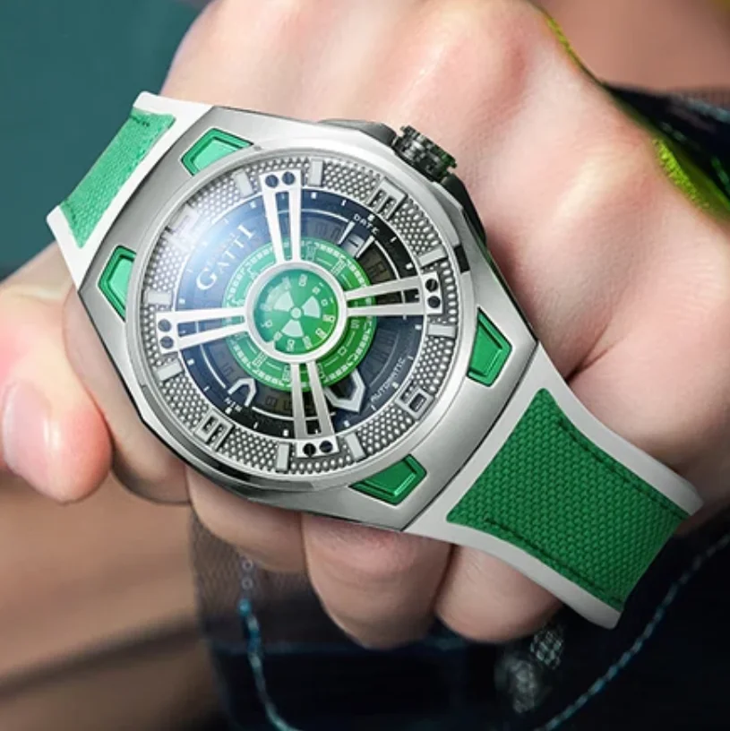 

BONEST GATTI Мужские автоматические часы 43 мм Механические наручные часы Сапфировое стекло Светящийся скелет Звездный циферблат