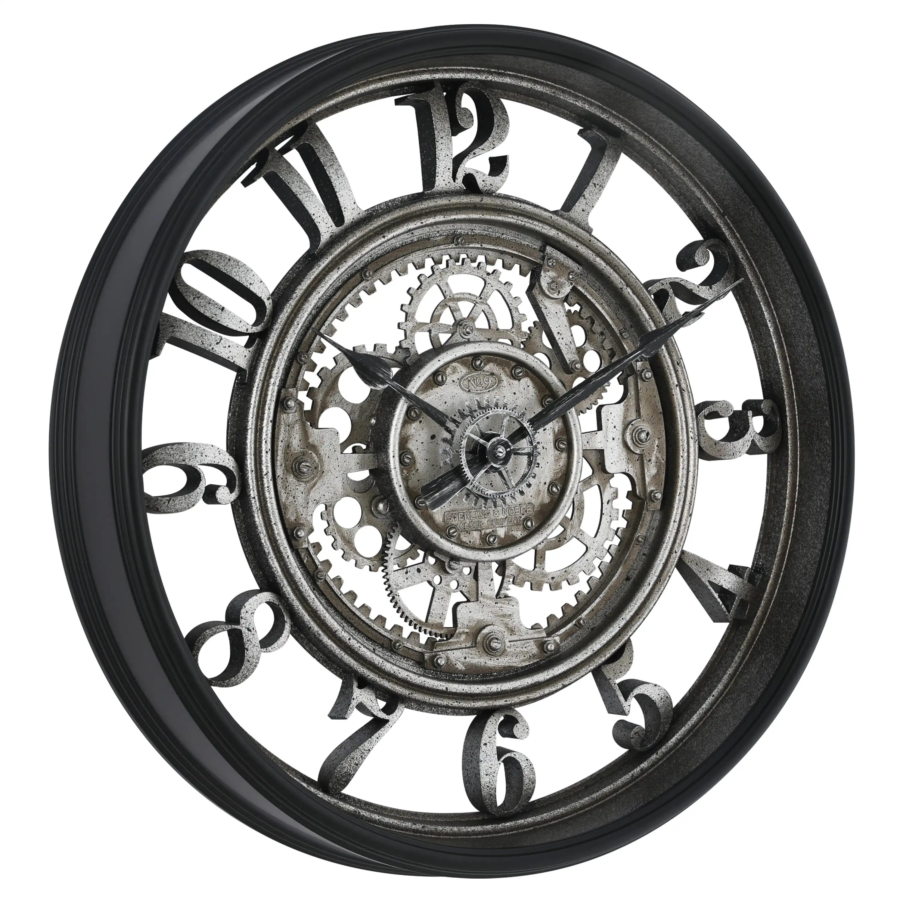 

Better Homes and Gardens 20 Indoor Rustic Metal Arabic Moving Gear Analog Wall Clock