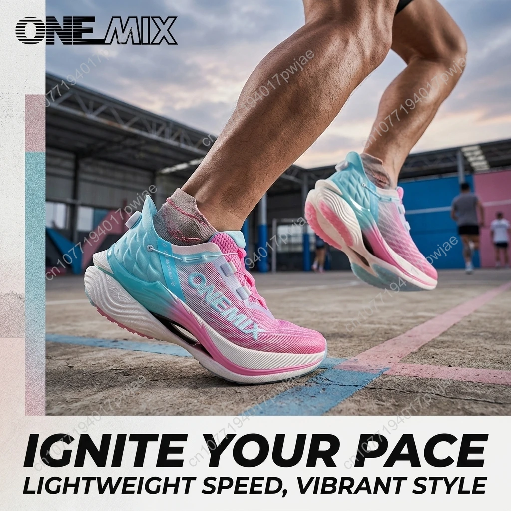 ONEMIX Lightweight And Breathable Athletic Sneakers for Men And Women, Featuring a Full-Length Carbon Plate Lacing System,
