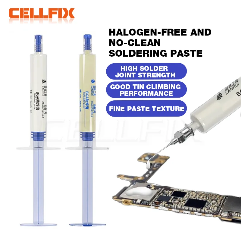 

LANRUI No. 1 Electronic Soldering Flux Paste No-clean Halogen-free Low-odor Soldering Oil Low-smoke Syringe Type White Repair