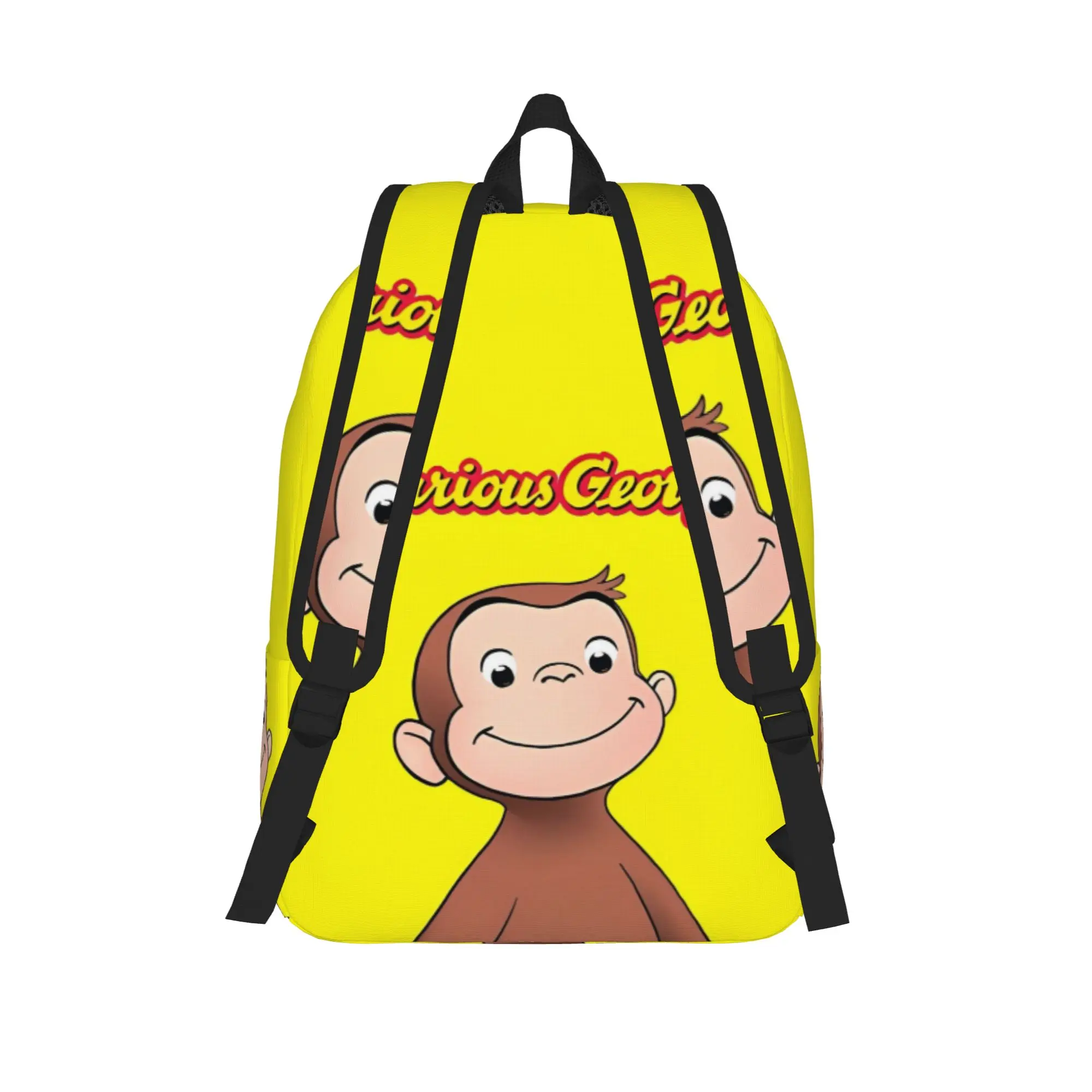 Curious George Monkey Cartoon Backpack for Men Women Cool High School Business Daypack TV Series Laptop Canvas Bags Lightweight