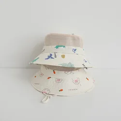 Soft Mesh Children Bucket Hat New Summer Baby Boy Girl Thin Sun Hat Cute Cartoon Animal Outdoor Kids Fisherman's Hat Fishing Cap