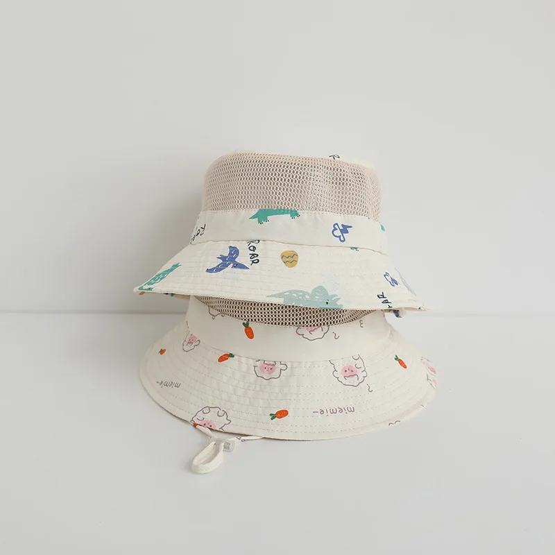 Soft Mesh Children Bucket Hat New Summer Baby Boy Girl Thin Sun Hat Cute Cartoon Animal Outdoor Kids Fisherman's Hat Fishing Cap