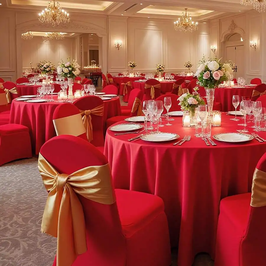 50 Pcs Red Chair Covers, Polyester Spandex Chair Cover, Stretch Slipcovers For Wedding Party Dining Banquet Flat-Front Chair Cov