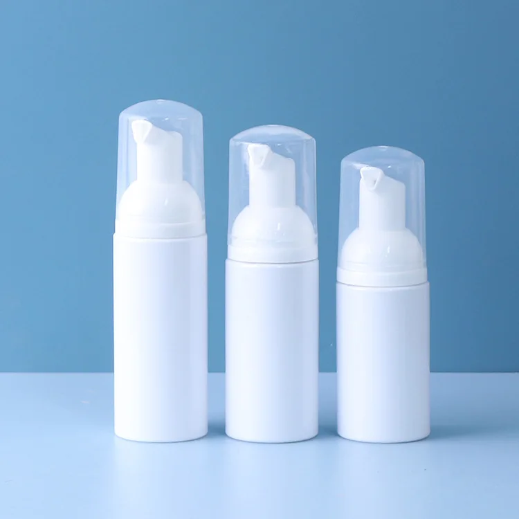 10PCS 30ML 50ML 80ML Travel Refillable Facial Cleanser PET White Liquid Soap Foam Bottle with White Foamer Pump