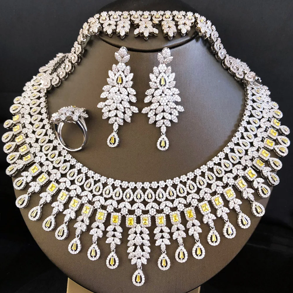 GODKI Famous Brand UAE Luxury Saudi Arabic Jewelry Set For Women Wedding Party Zircon Crystal Dubai Bridal Jewelry Set Gift 2022