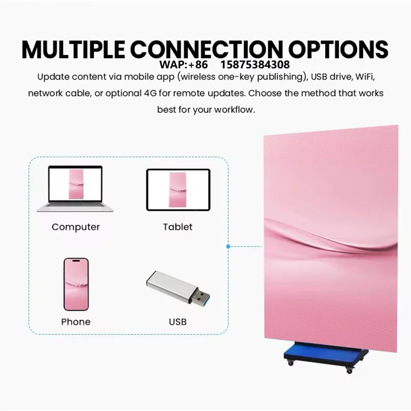 High Brightness Gob P1.86 Trifold Led Poster Display Indoor Mobile Digital Advertising Large Screen Digital Signage and Displays