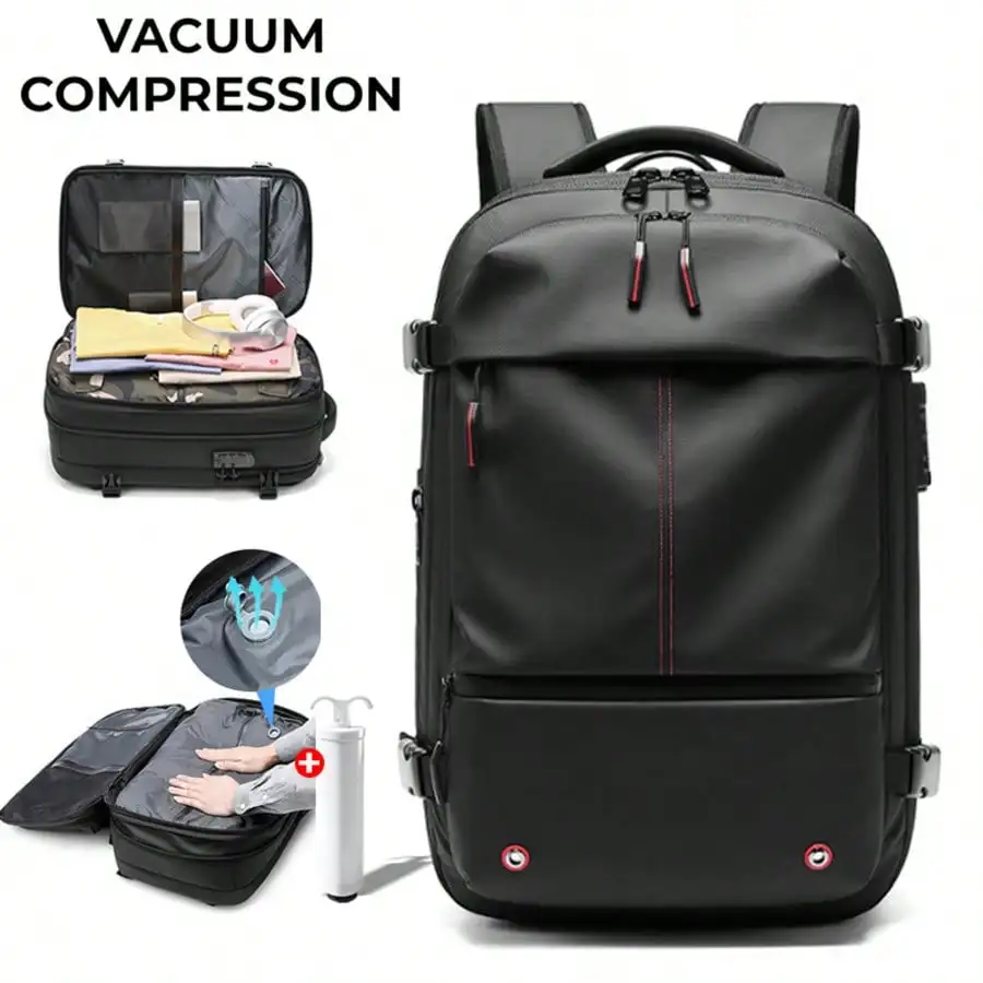 Unisex Compressible Travel Backpack, Large Capacity Expandable Travel Bag, Durable Outdoor Hiking Rucksack, Lightweight Collapsible Daypack, Multi-Purpose Storage Backpack for Camping, Trekking, Weekend Vacation, Business Trips & Daily Commute for Men