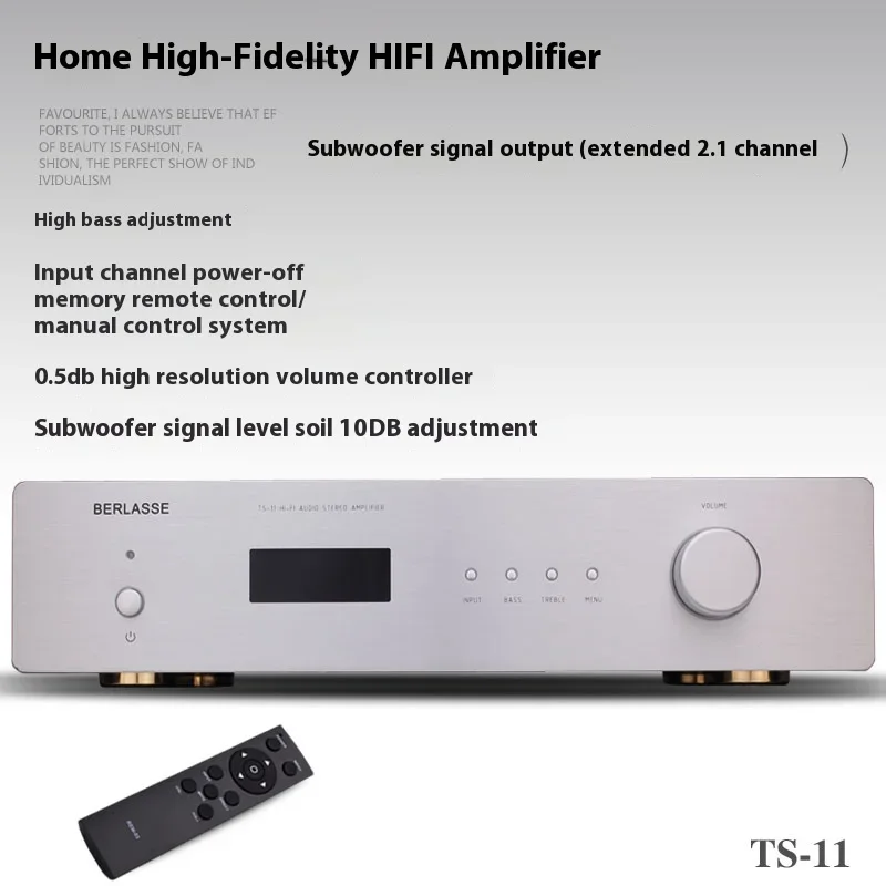 AMXEKR TS-11 120w*2 2-channel Stereo Amplifier High Power Bluetooth 5.0 Fiber Coaxial Input JRC5532 HIFI Subwoofer Amplifier