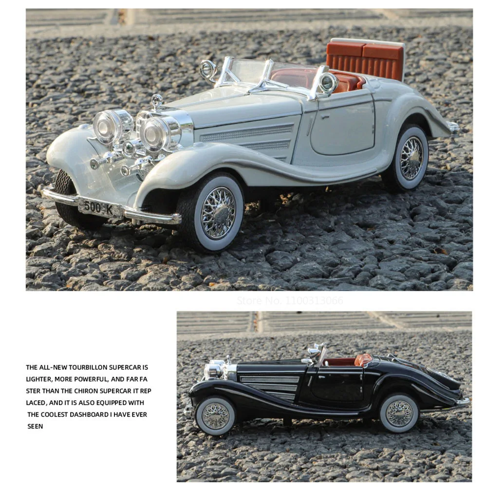 Maßstab 1:32 Legierung 500K 300SL Autos Spielzeug Diecast Modelle mit Zurückziehen Licht Musik Miniatur Oldtimer Kinder Kindertagsgeschenke